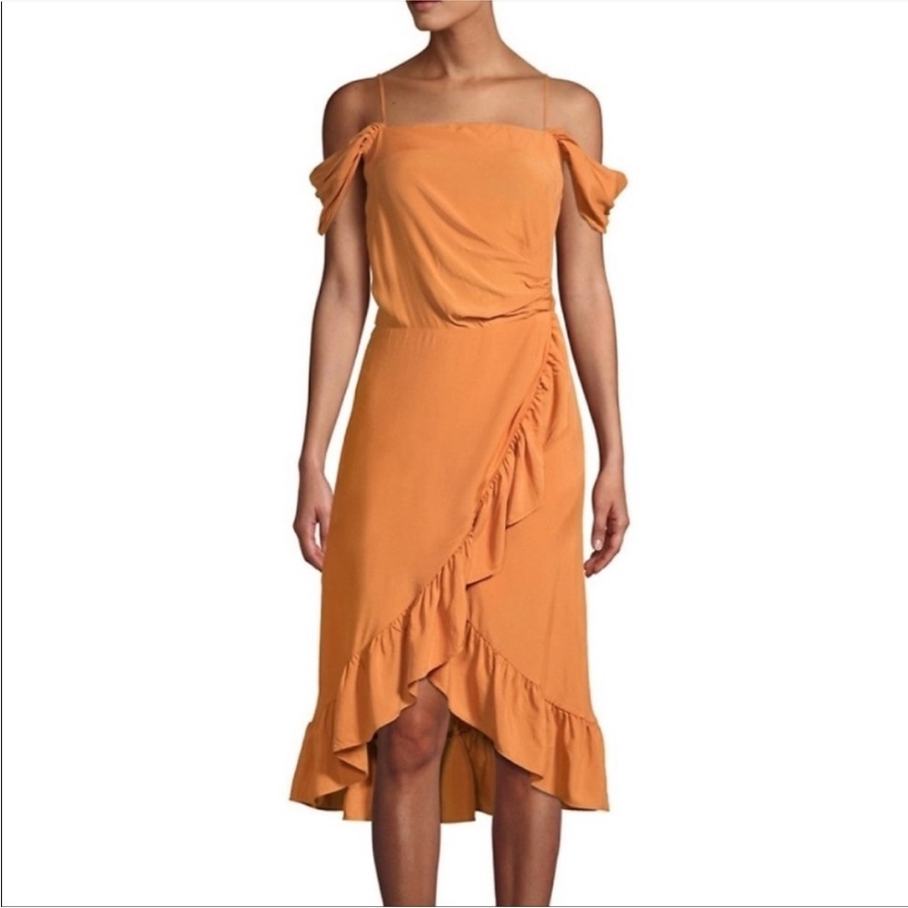 Maje Routila Portefeuille Ruffle Detail Midi Dress